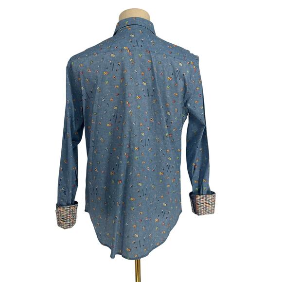 Robert Graham Woven Button Front Long Sleeve Shirt Beach Pass Aerial Resort M - Picture 2 of 9